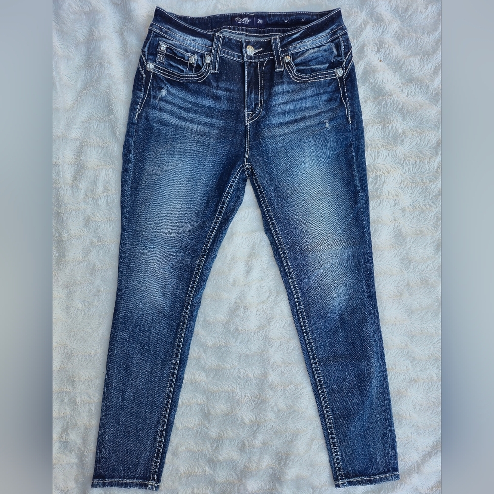 Miss Me Blue Skinny Jeans with Faded Highlights